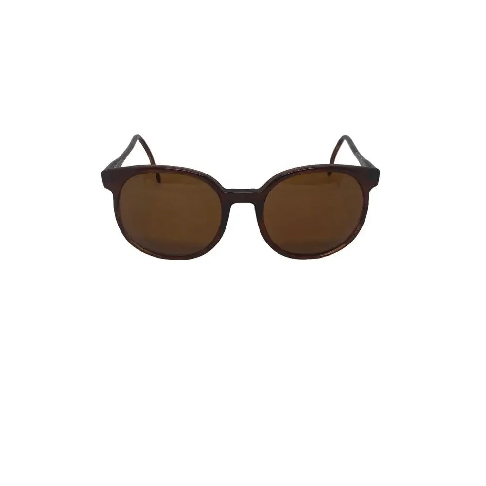 Vintage 1980s Pathway USA Opticolors 145 Demi Amber Round Horn Rimmed Sunglasses
